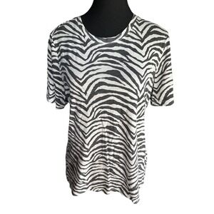 Banana Republic Malibu tee shirt sleeve M dark gray zebra soft cotton crew‎ neck